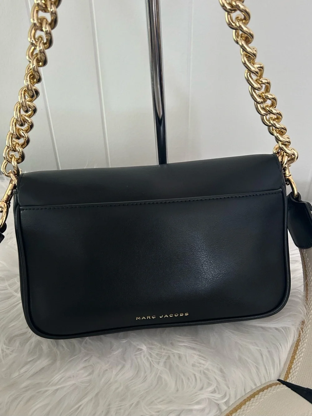 Marc Jacobs The J Marc Mini Black Leather Shoulder Crossbody Bag Chain Strap